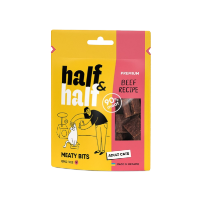 Half&Half ласощі для дорослих котів, м'ясні шматочки з яловичиною, 50 г
