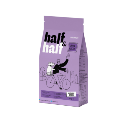 Half&Half cухий корм для дорослих собак середніх порід, із яловичиною