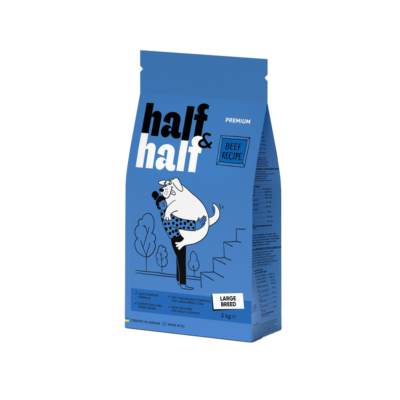 Half&Half cухий корм для дорослих собак великих порід, із яловичиною