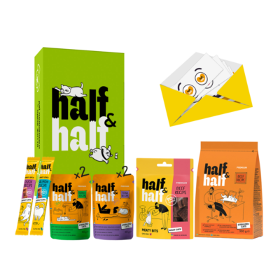 Half&Half "Промонабір Турботливий", сухий корм, вологі корми та ласощі для стерилізованих котів