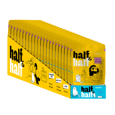 Half&Half вологий корм для дорослих котів, шматочки з качкою в соусі, набір "22 шт", 2,2 кг