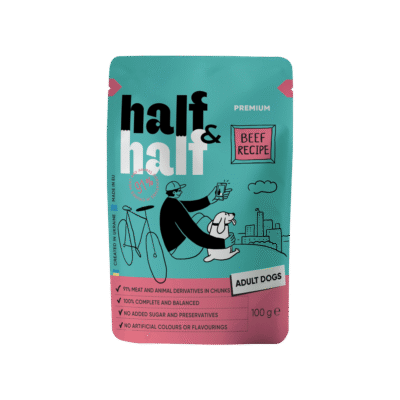 Half&Half вологий корм для дорослих собак, шматочки з яловичиною в соусі, 100 г