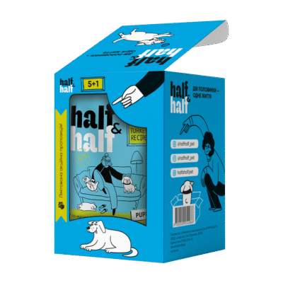 Half&Half вологий корм для цуценят, шматочки з індичкою в соусі, набір "5+1", 600 г